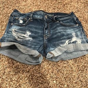 American Eagle Distressed Super Super Stretch X Denim Shorts